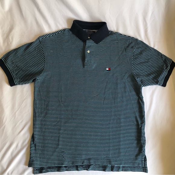 Tommy Hilfiger Blue Striped Short Sleeve Polo Shirt - Picture 2 of 10